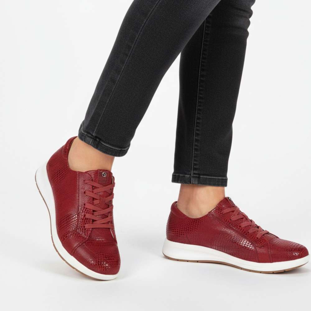 Athens Lace-Up Casual Sneaker - Cherry Lizard
