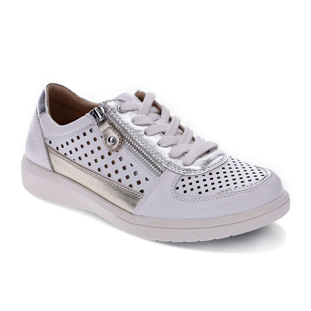 Baxley Zip Casual Sneaker - White/Silver