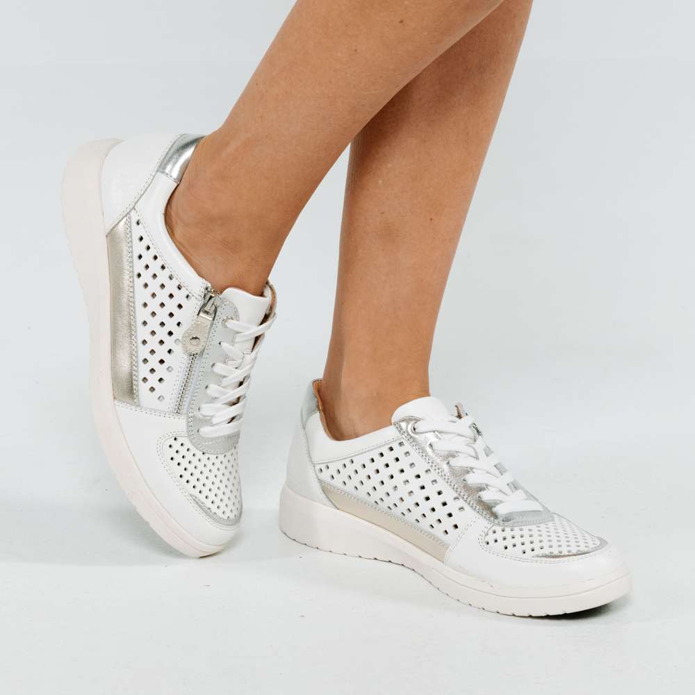 Baxley Zip Casual Sneaker - White/Apricot