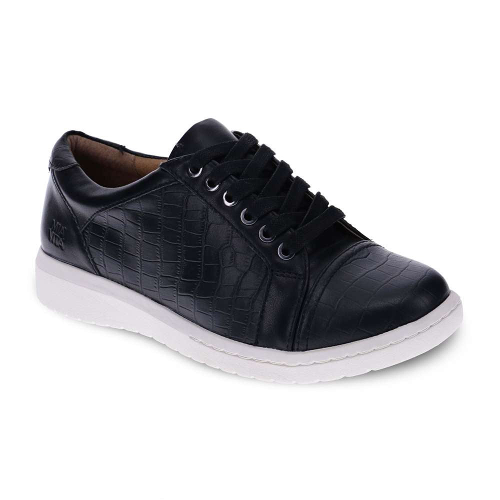 Belinda Lace-Up Casual Sneaker - Black Croc