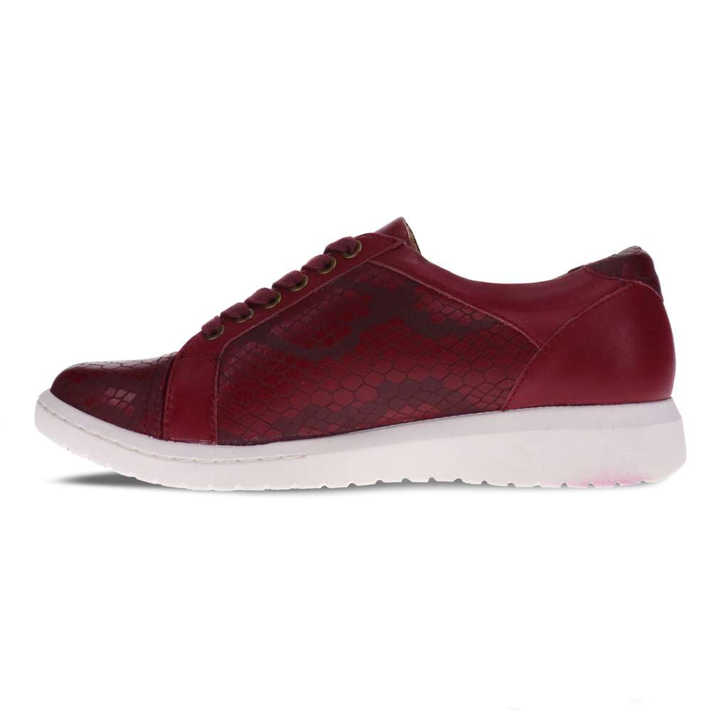 Belinda Lace-Up Casual Sneaker - Burgundy Snake