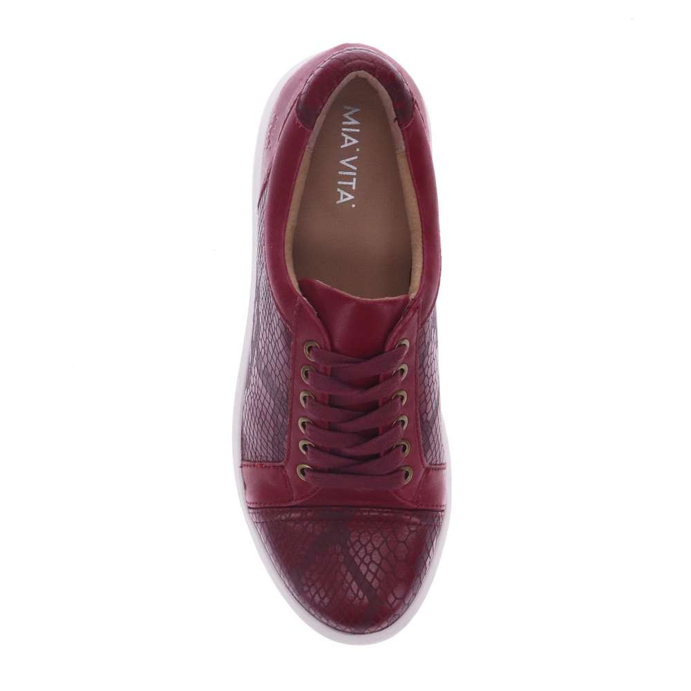 Belinda Lace-Up Casual Sneaker - Burgundy Snake