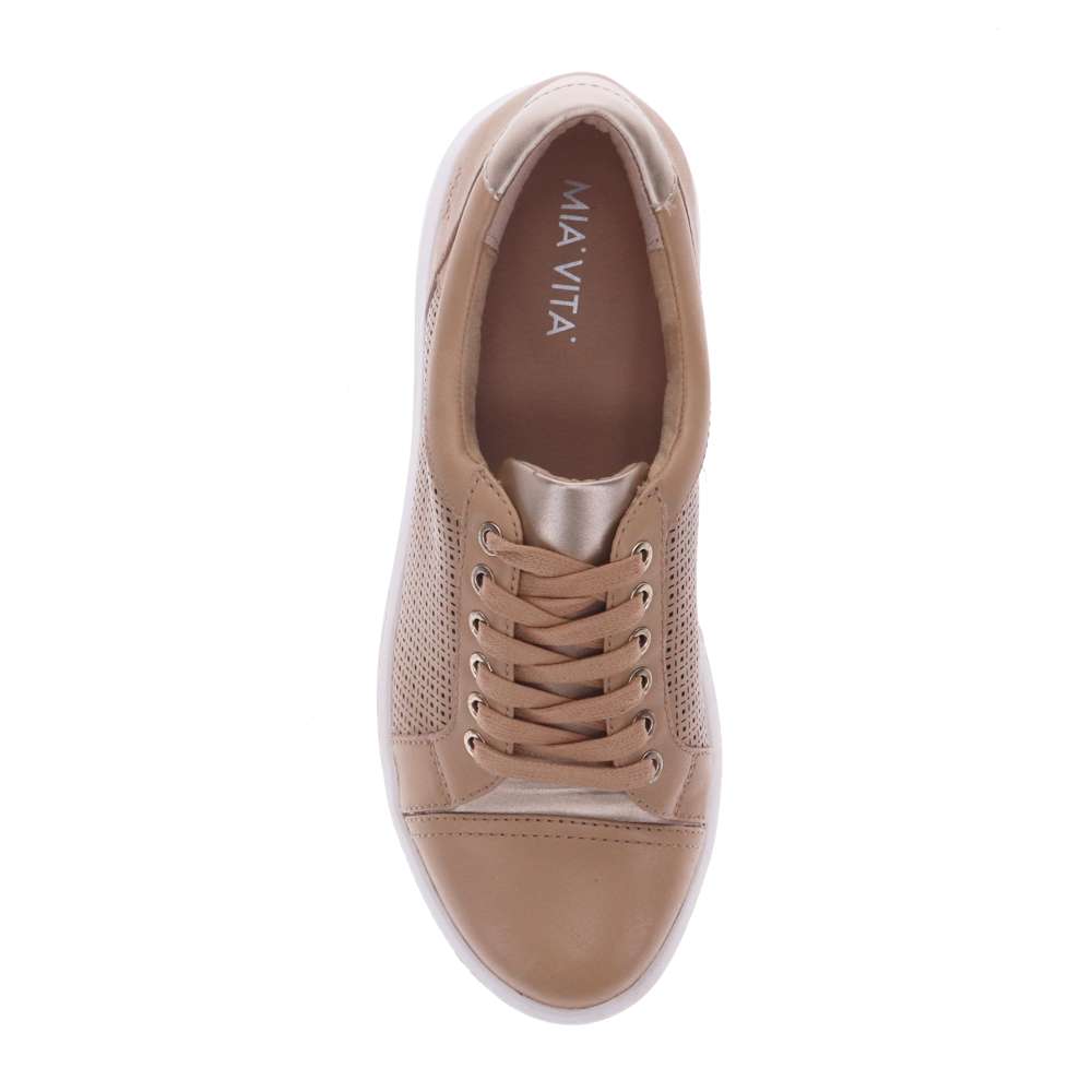 Belinda Lace-Up Casual Sneaker - Soft Gold Laser