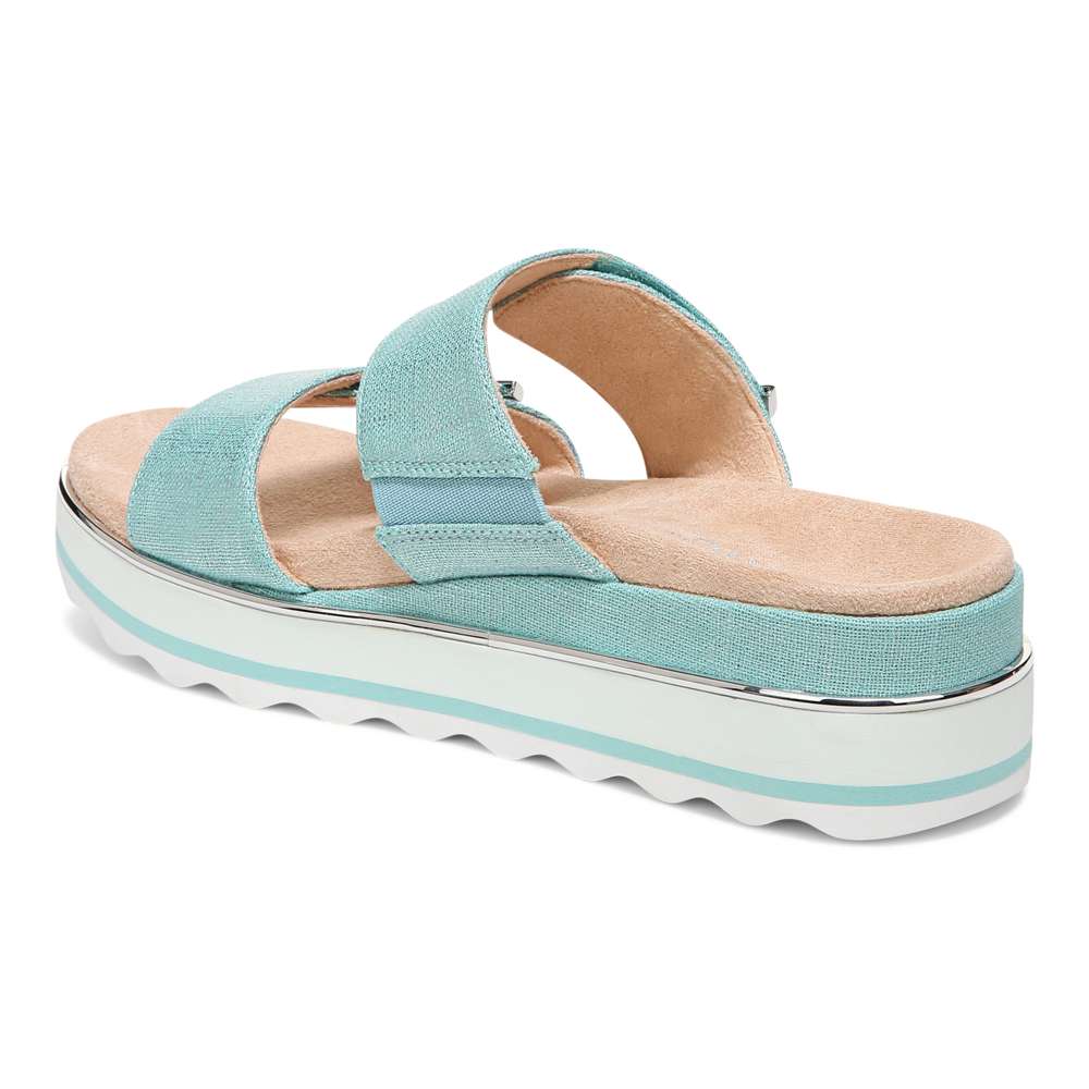 Brandie Flatform Slide - Aqua Metallic
