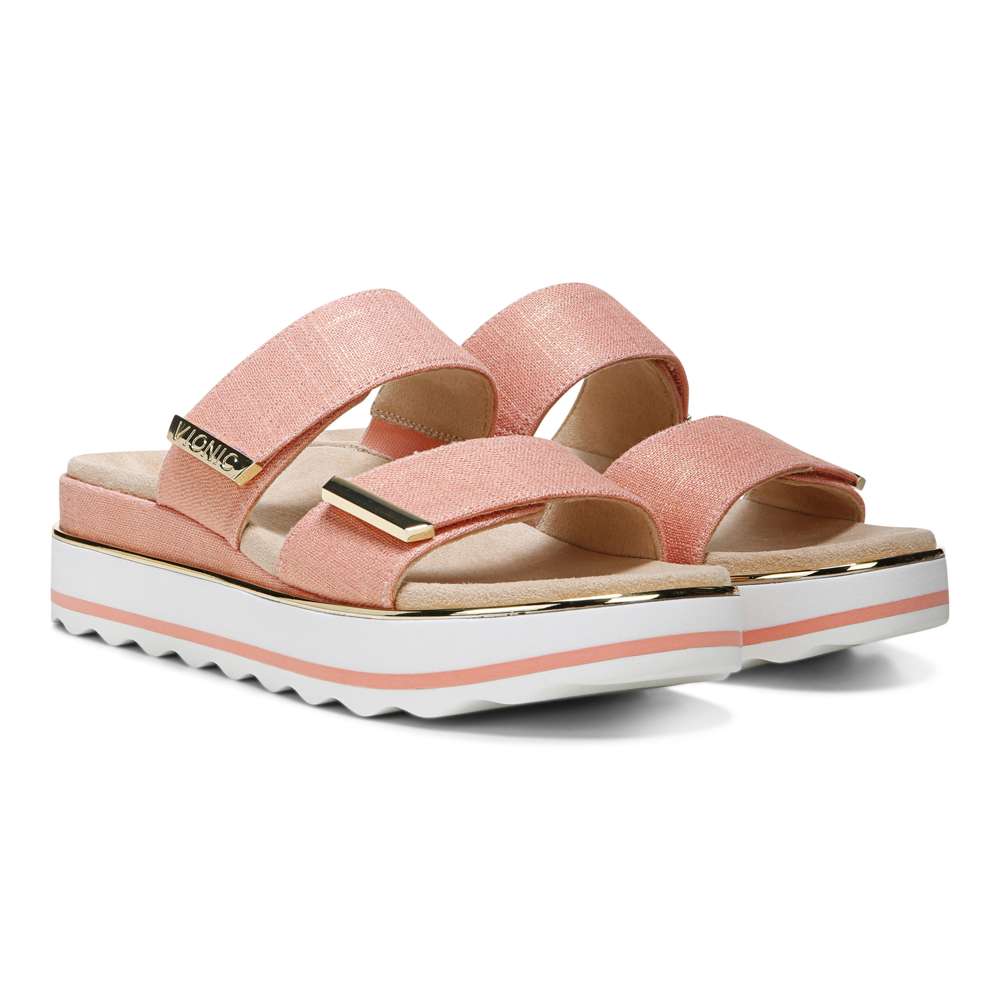 Brandie Flatform Slide - Papaya Linen