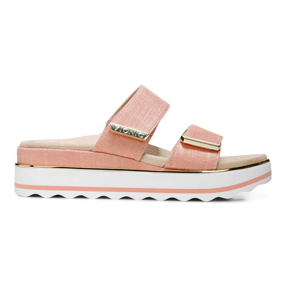 Brandie Flatform Slide - Papaya Linen