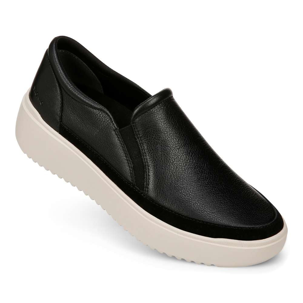 Kearny Platform Slip-On Casual Sneaker - Black Leather