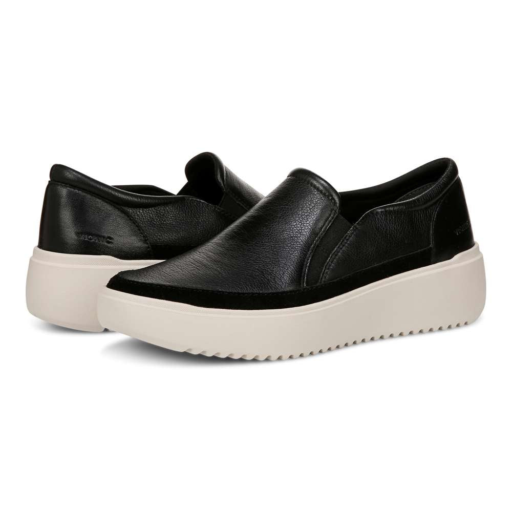 Kearny Platform Slip-On Casual Sneaker - Black Leather
