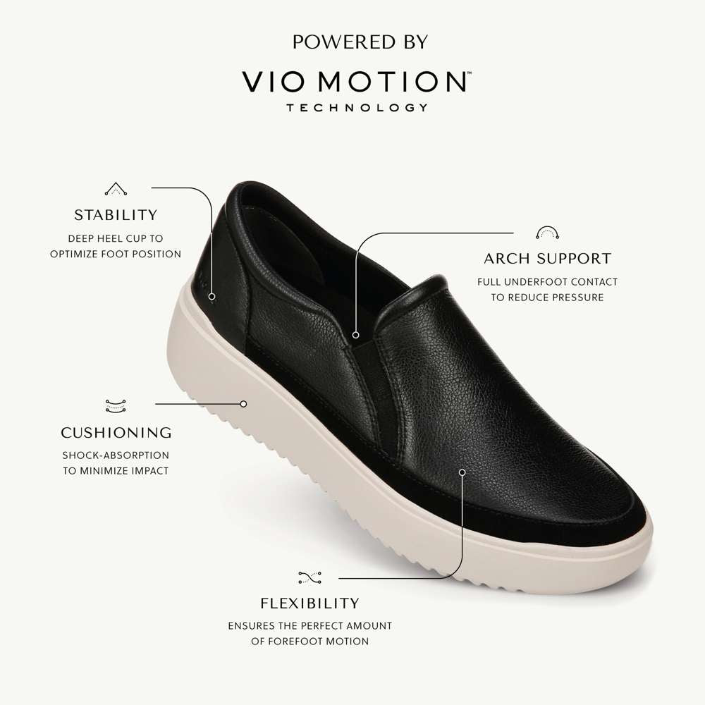 Kearny Platform Slip-On Casual Sneaker - Black Leather