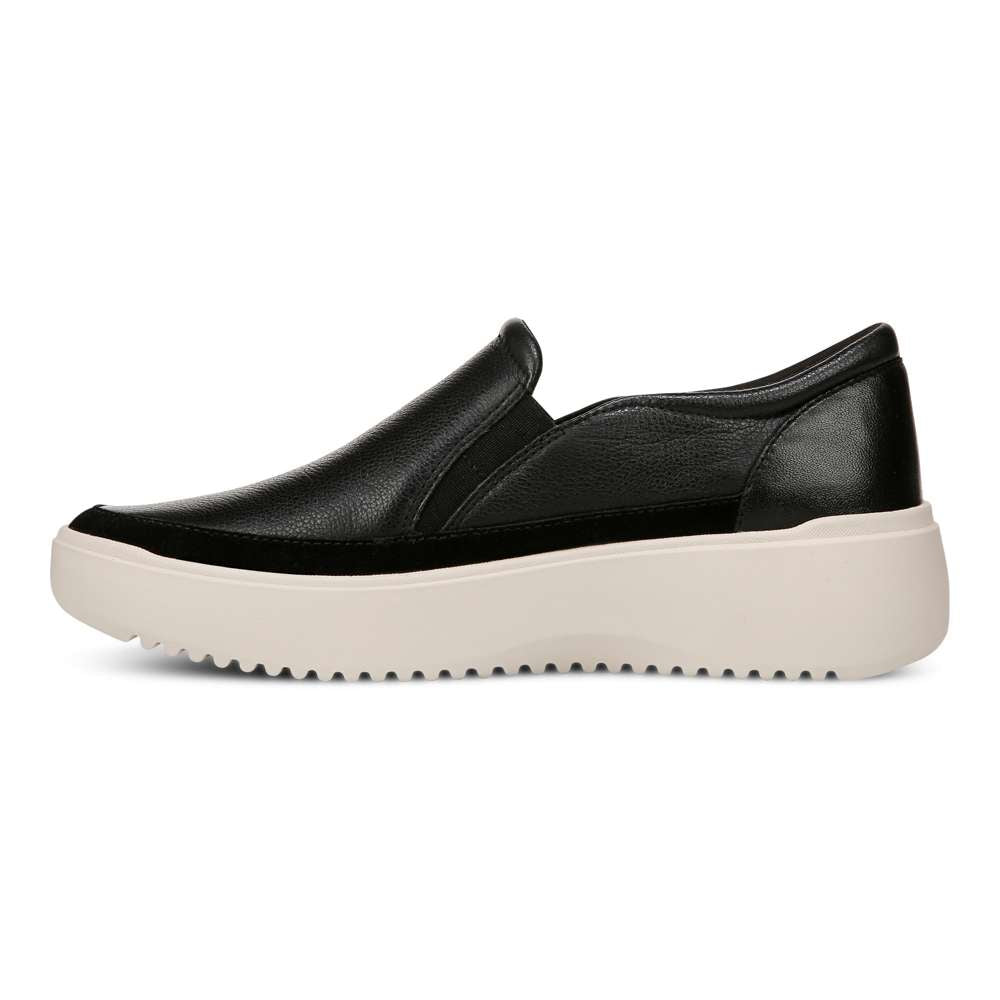 Kearny Platform Slip-On Casual Sneaker - Black Leather