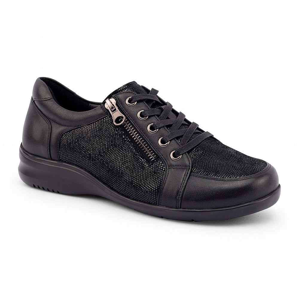Klouds Women's Jaslyn Black Print Stretch  Natural Fit Footwear