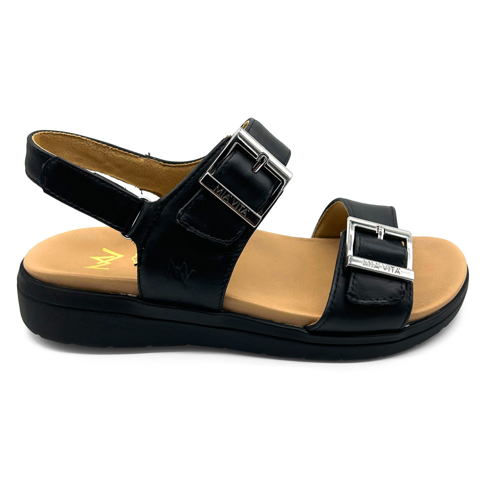 Mia Vita Women's Bettina Black Natural Fit Footwear