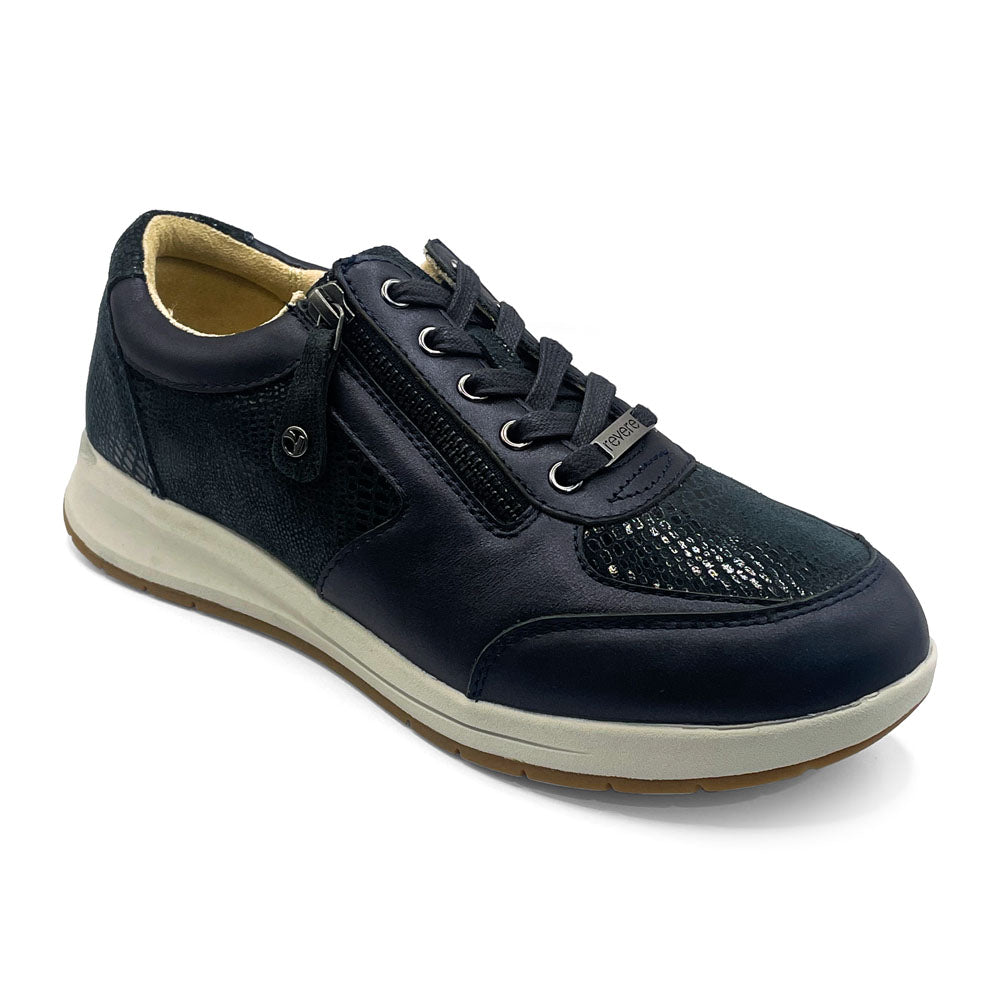 Revere Women's Boston Wide Navy Lizard/Sapphire  Natural Fit Footwear