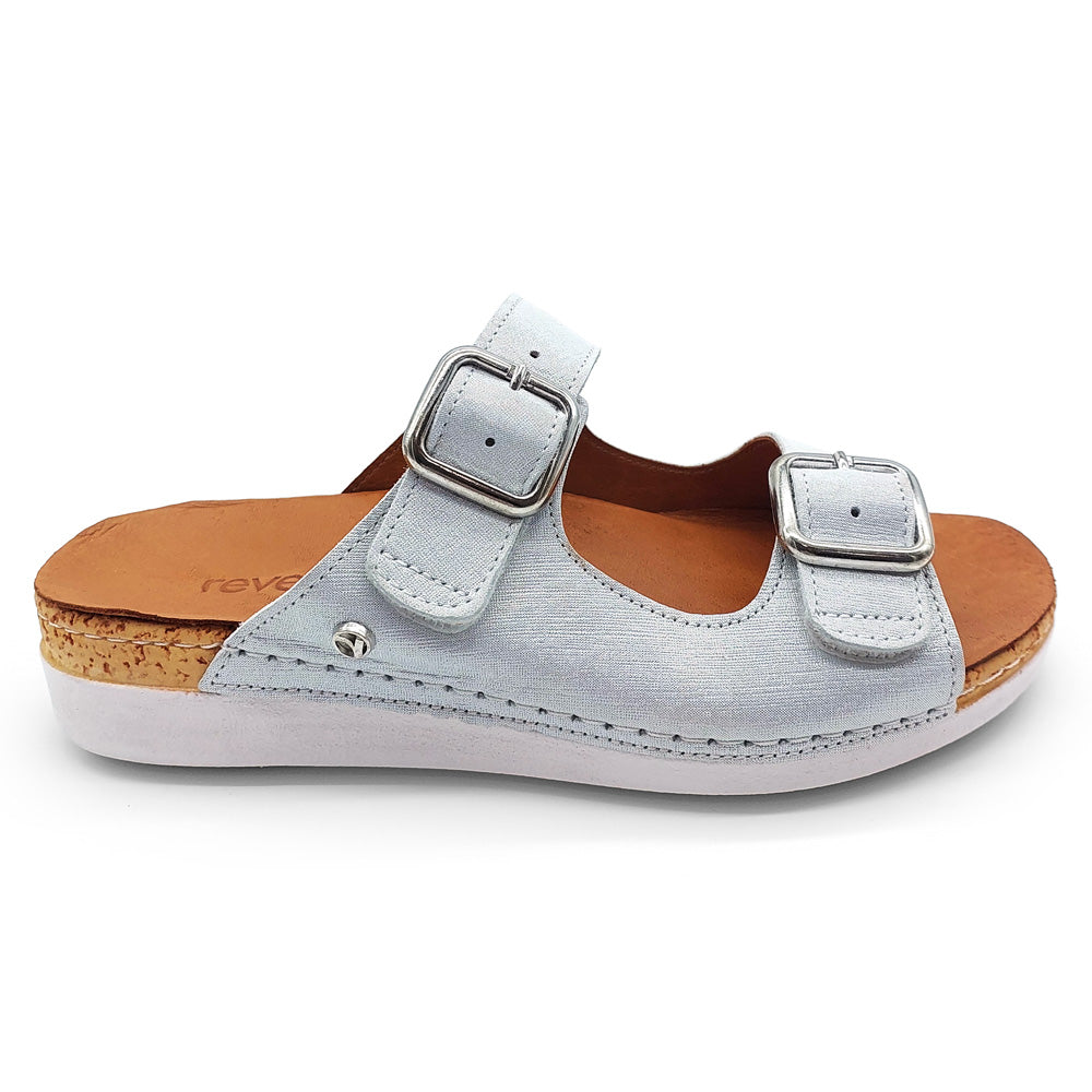 Revere Women's Brighton Wide White Linen  Natural Fit Footwear