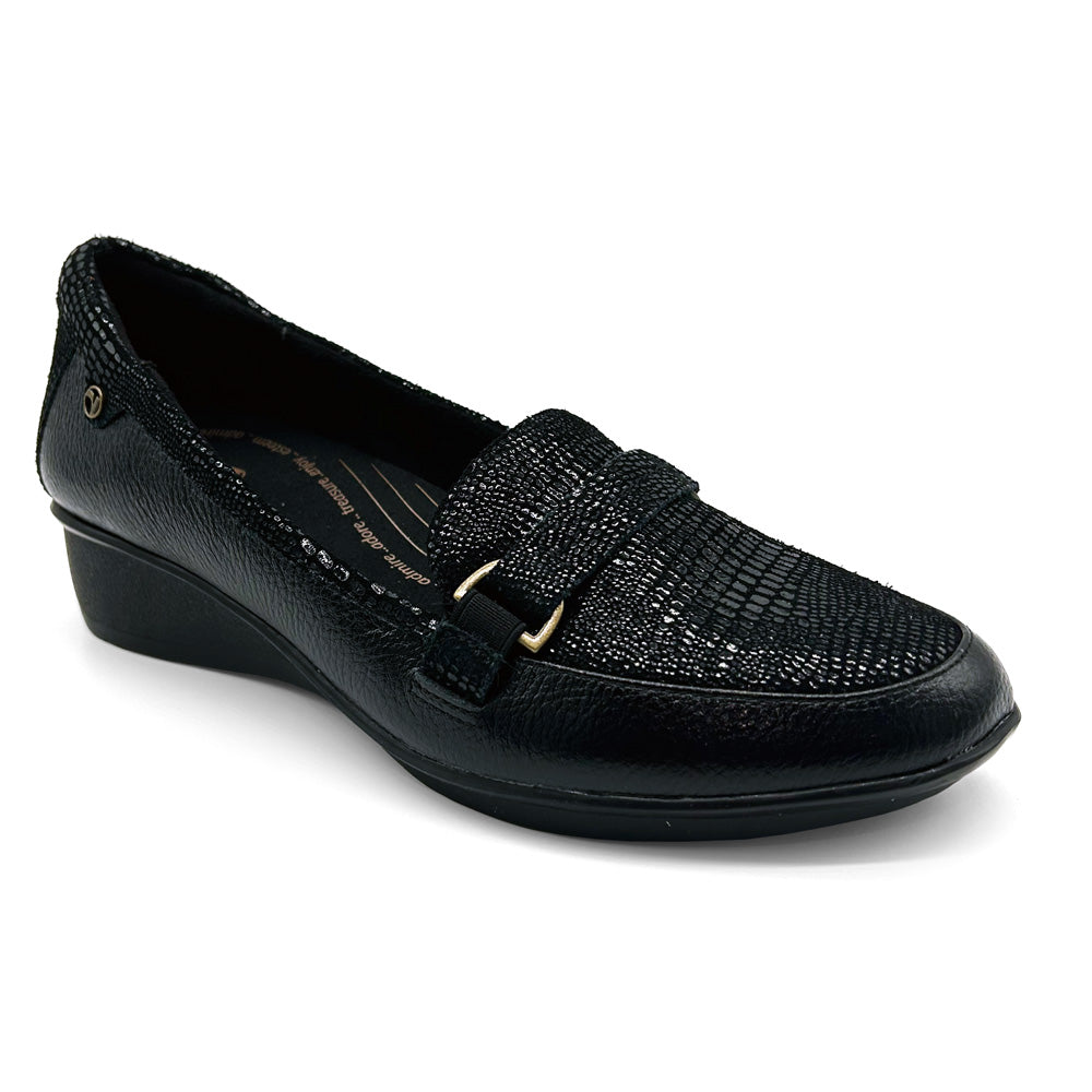 Revere Women's Montmarte Black Pebble/Lizard Natural Fit Footwear