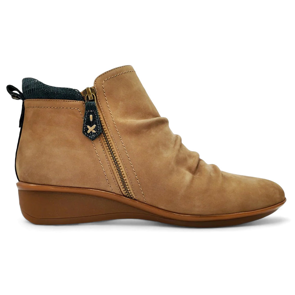 Revere Women's Plymouth Wide Toffee Nubuck/Navy Lizard