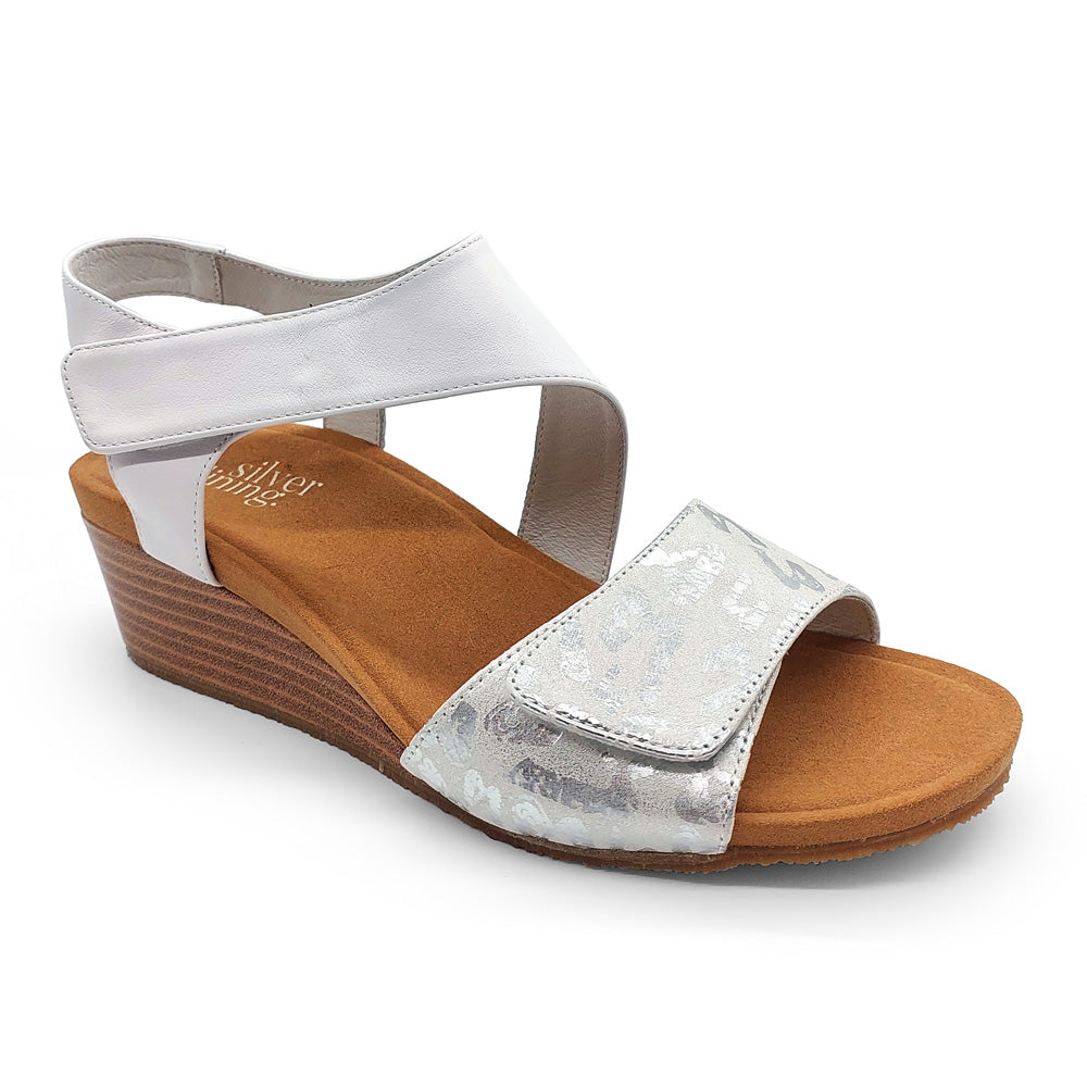 Silver Lining Women's Lisa Combo White/Silver Print Combo Natural Fit Footwear