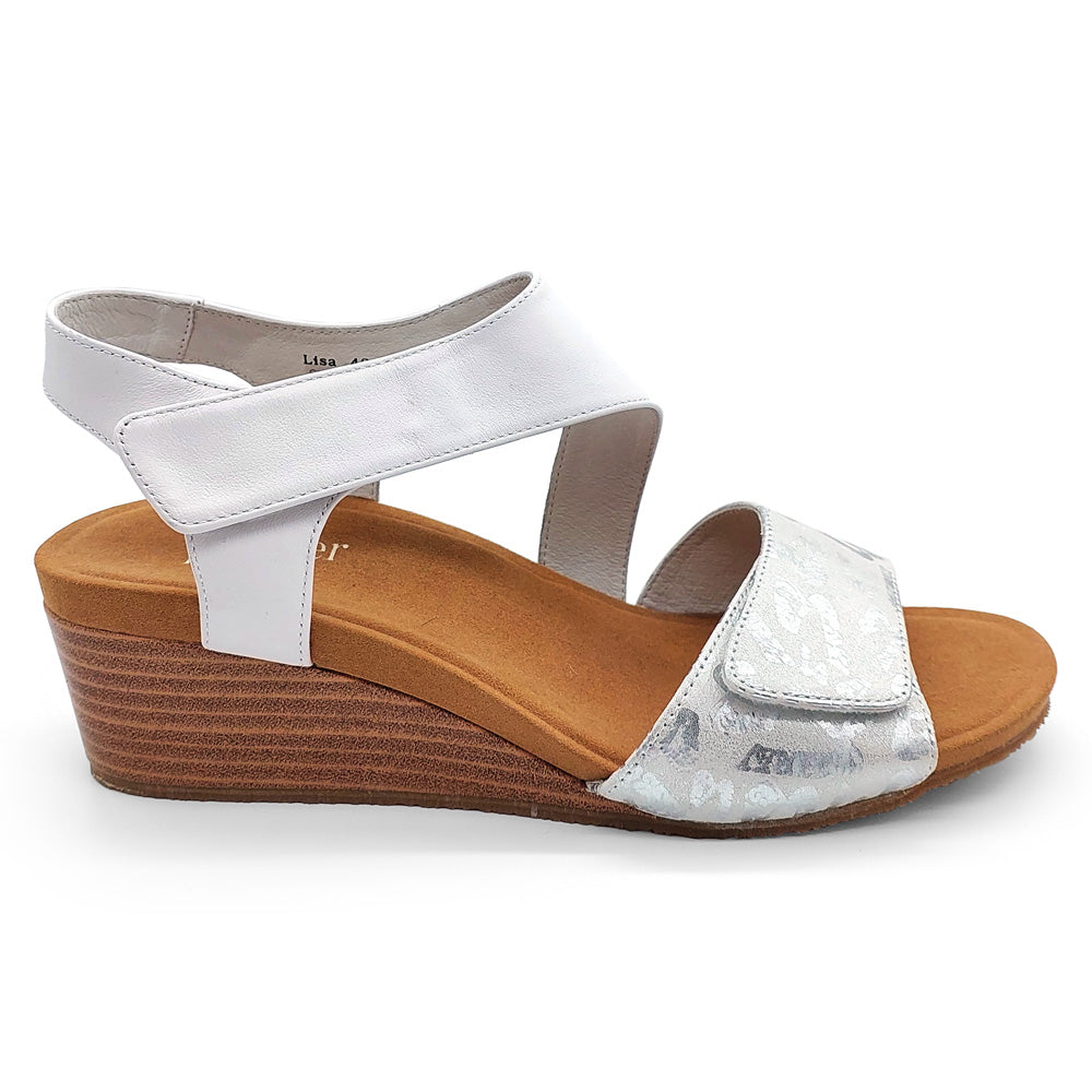 Silver Lining Women's Lisa Combo White/Silver Print Combo Natural Fit Footwear