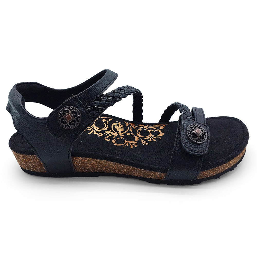 Aetrex Women's Jillian Black Leather Natural Fit Footwear