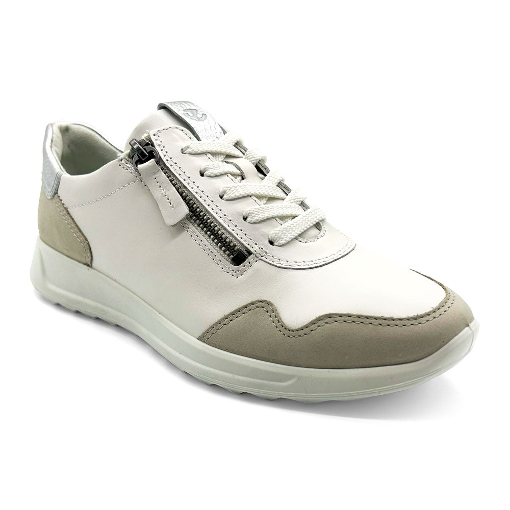 ECCO Women's Flexure Runner Gravel/White/Pure Silver  Natural Fit Footwear