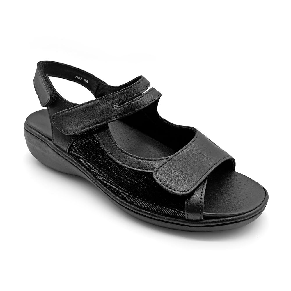 Klouds Women's Anj Black Stretch Natural Fit Footwear