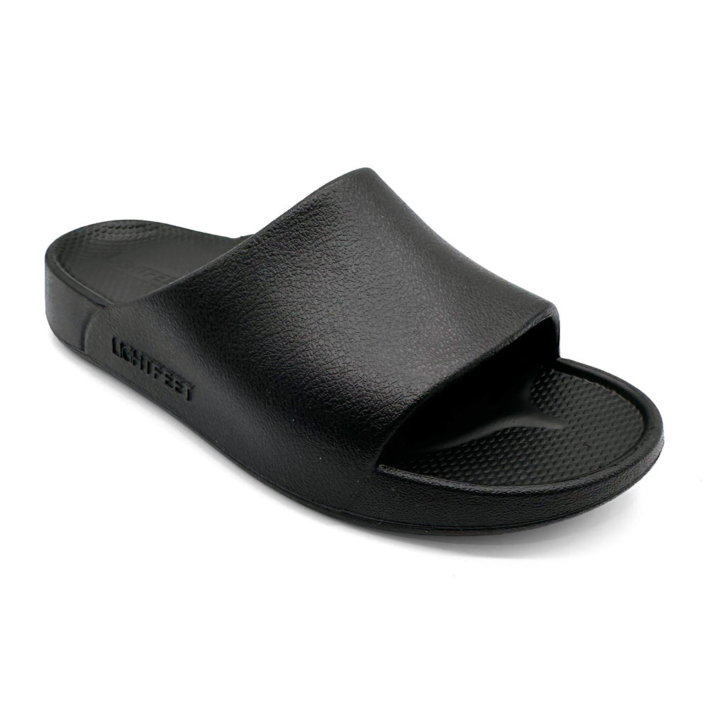 Lightfeet Slide One Strap Black Natural Fit Footwear