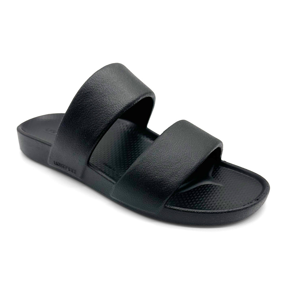 Lightfeet Women's Slide Two Strap Black Natural Fit Footwear