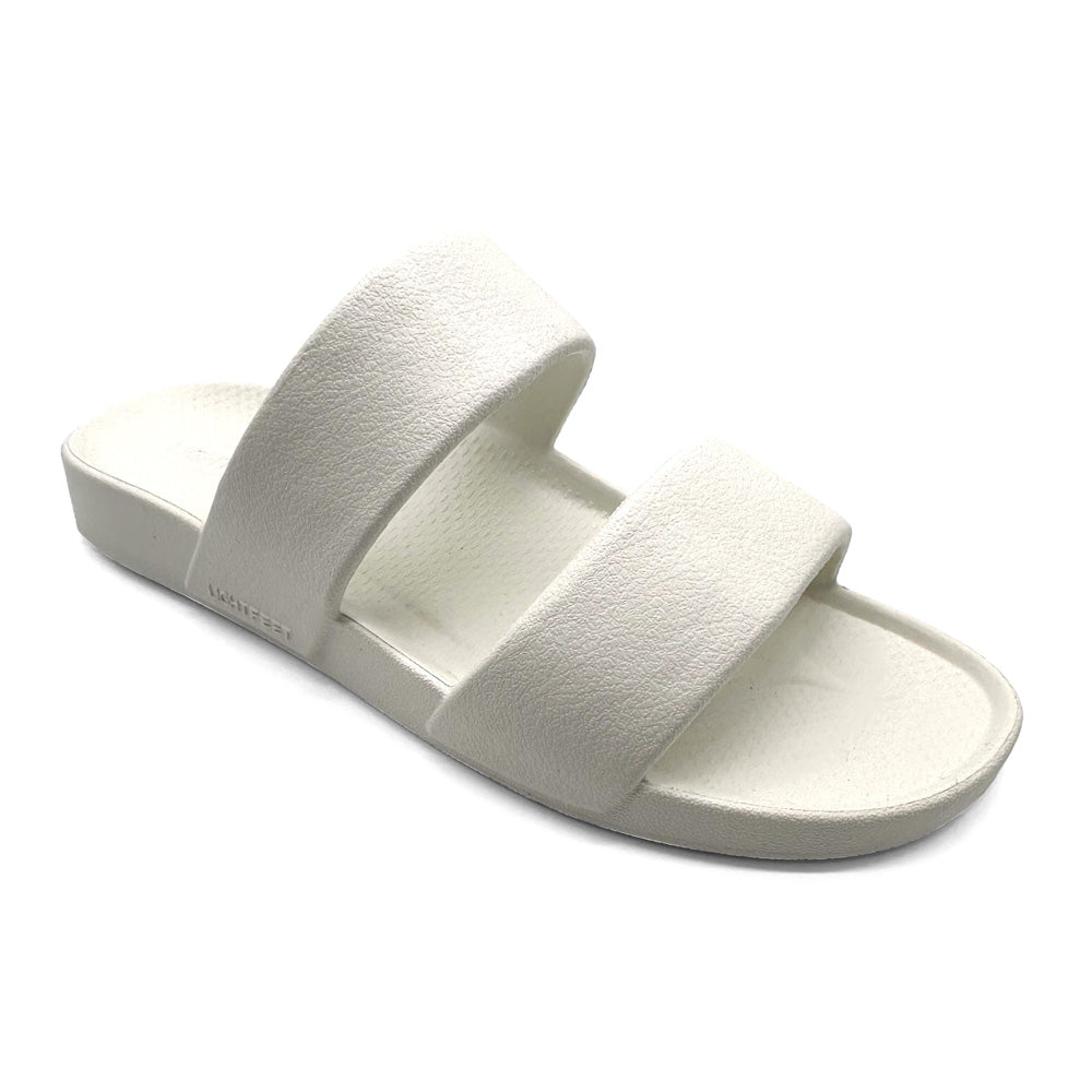 Lightfeet Women's Slide Two Strap White Natural Fit Footwear