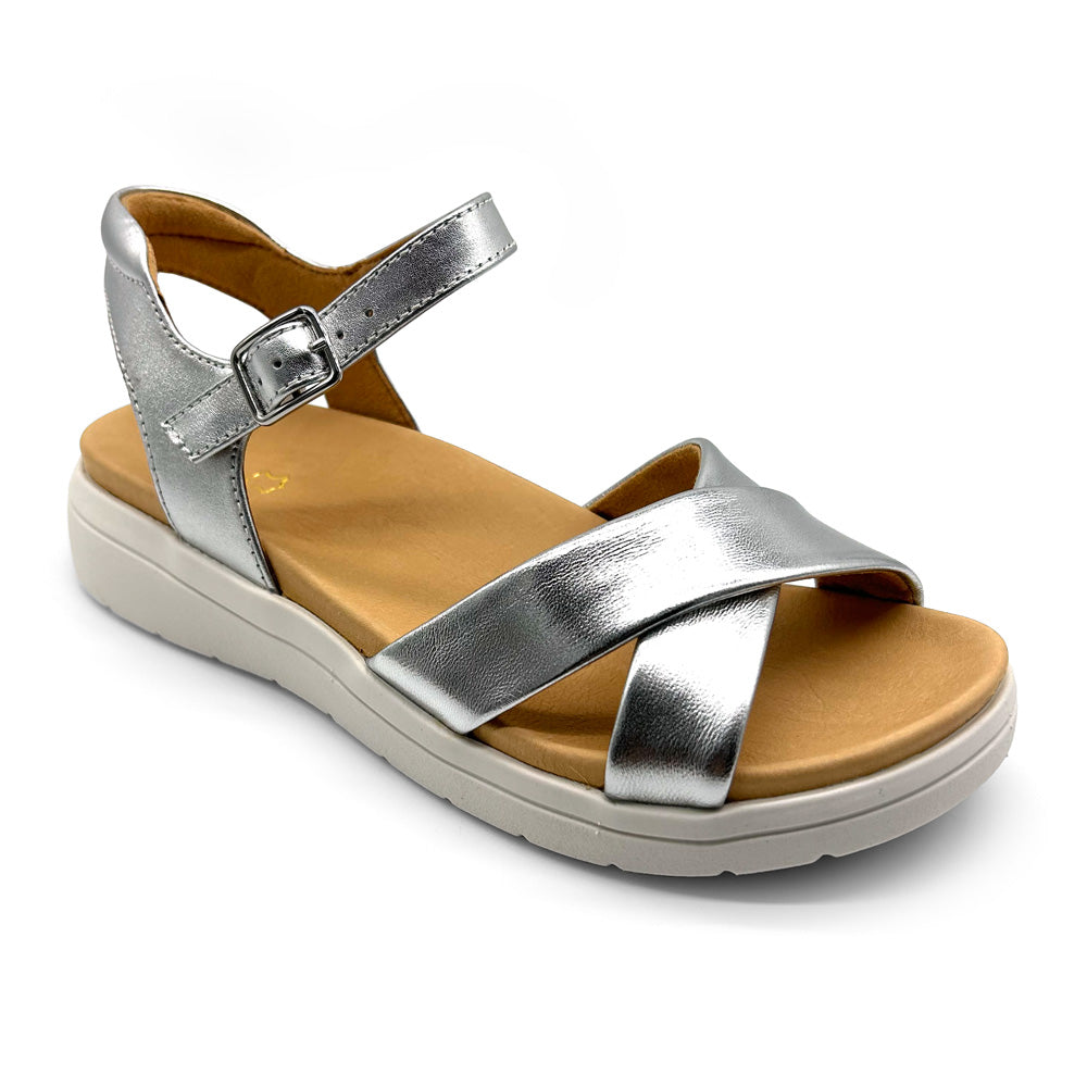 Mia Vita Women's Blaire Silver Natural Fit Footwear