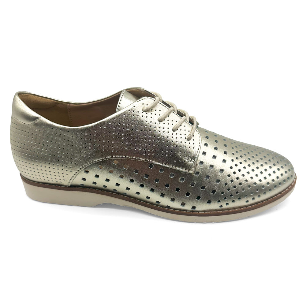 Mia Vita Women's Rihannah Punched Champagne  Natural Fit Footwear
