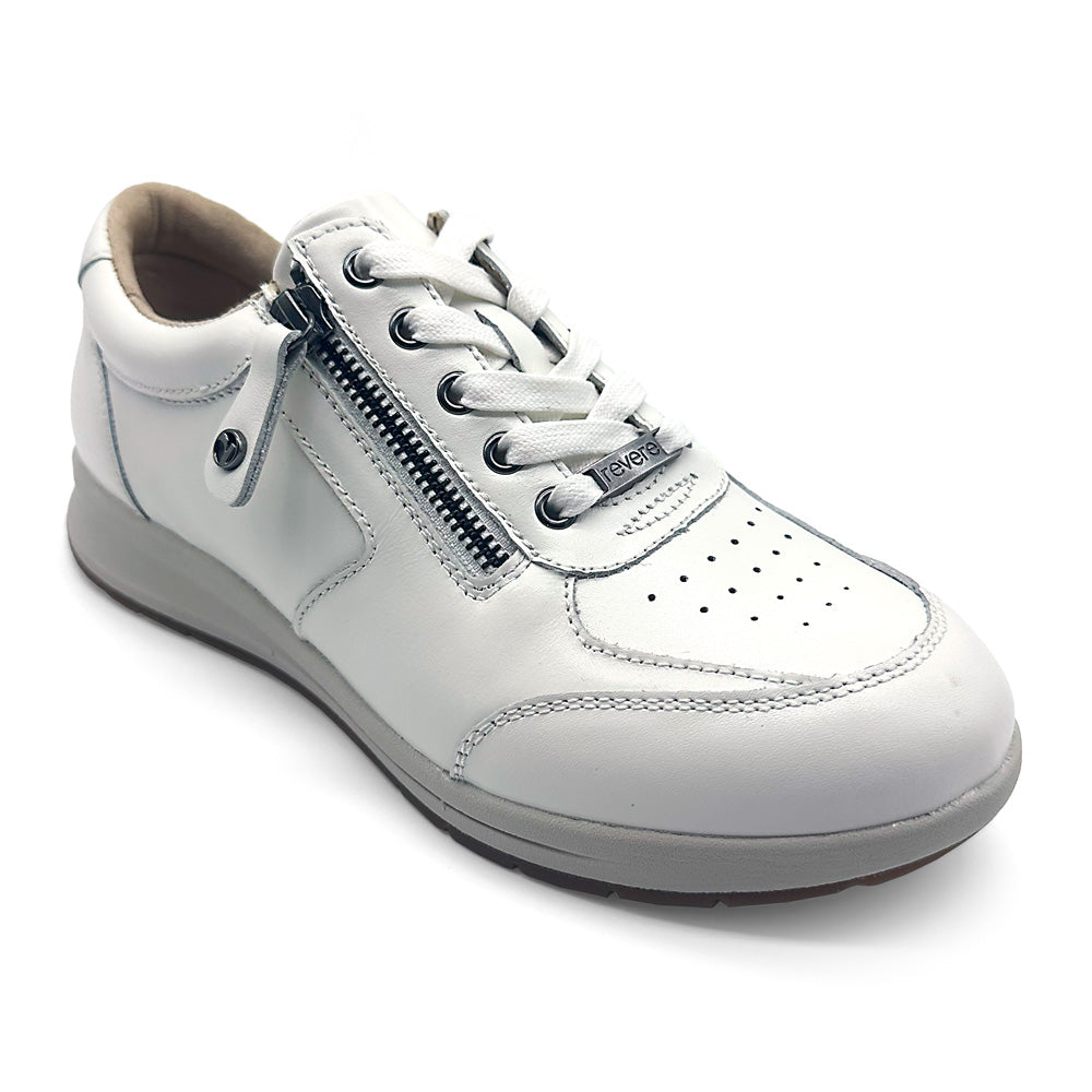 Revere Women's Boston Wide White Punched  Natural Fit Footwear