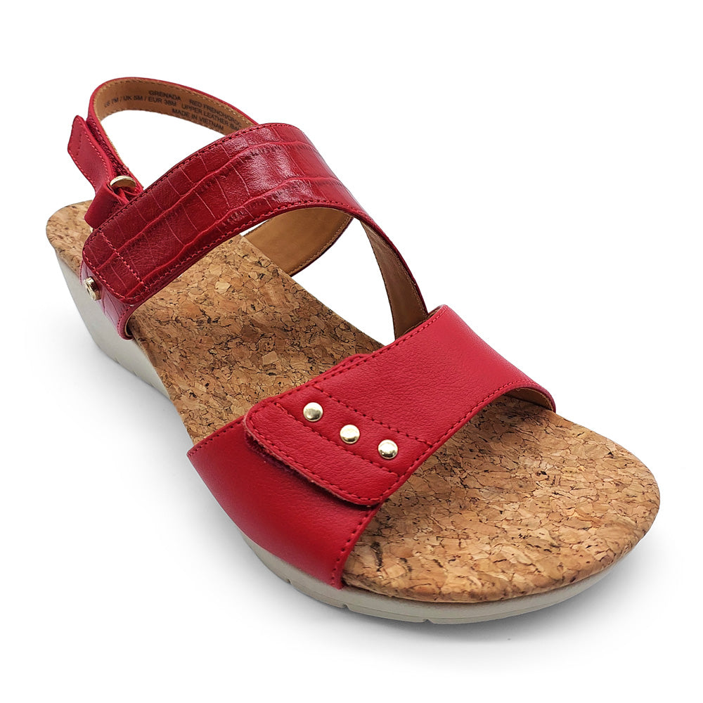 Revere Women's Grenada Red French/Croc  Natural Fit Footwear