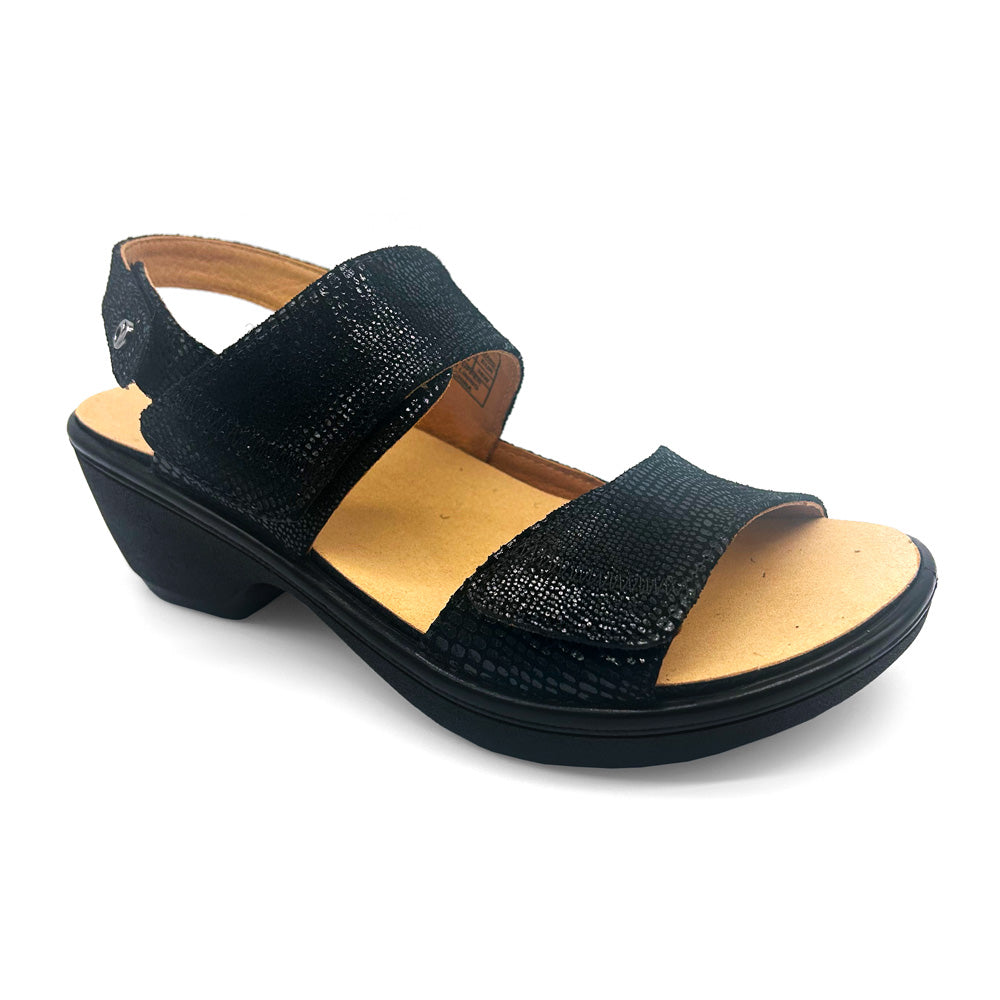 Revere Women's Rosario Black Lizard Wide