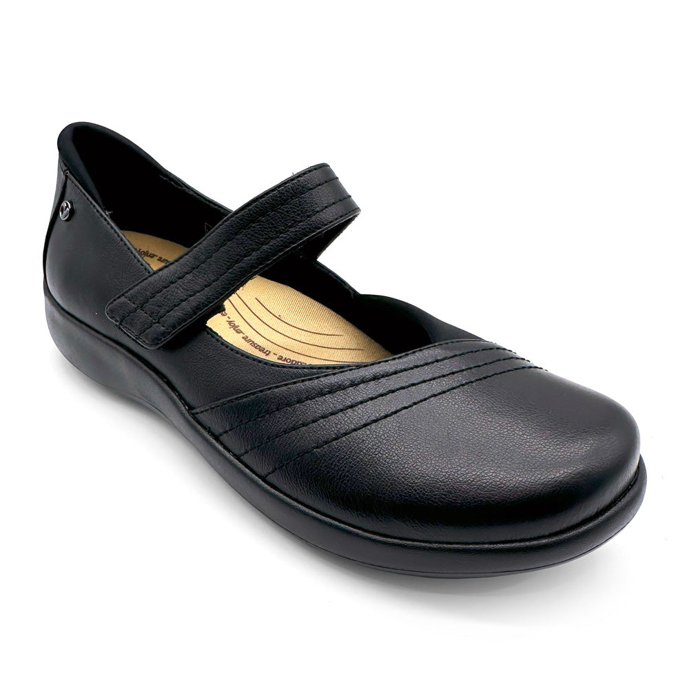 Revere Women's Timaru Wide Black French Natural Fit Footwear