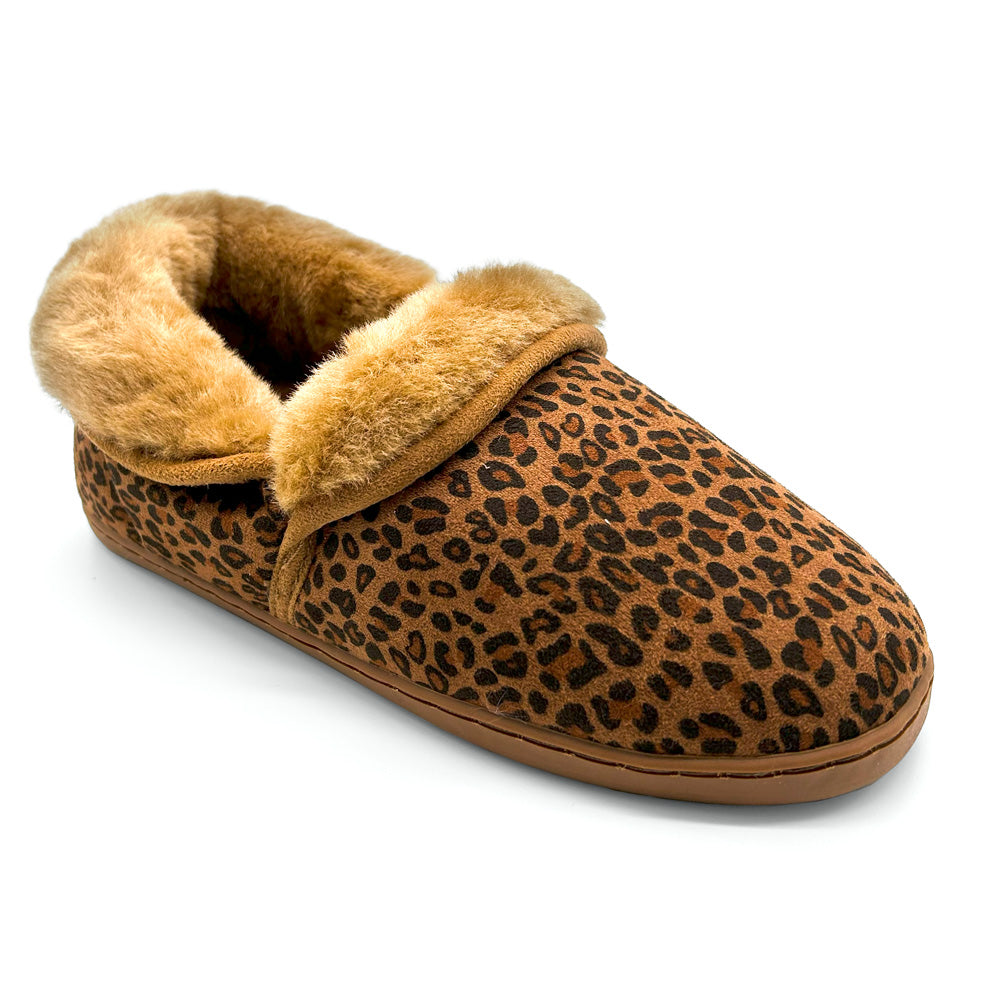 Scholl Orthaheel Women's Snuggle II Slipper Natural Leopard Natural Fit Footwear