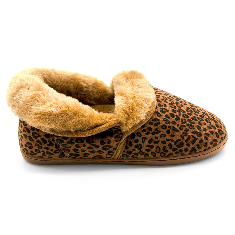 Scholl Orthaheel Women's Snuggle II Slipper Natural Leopard Natural Fit Footwear