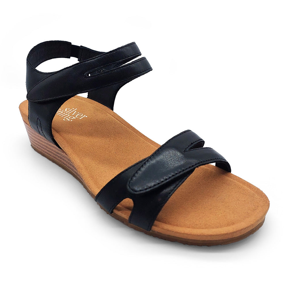 Silver Lining Women's Utah Plain Black Leather  Natural Fit Footwear
