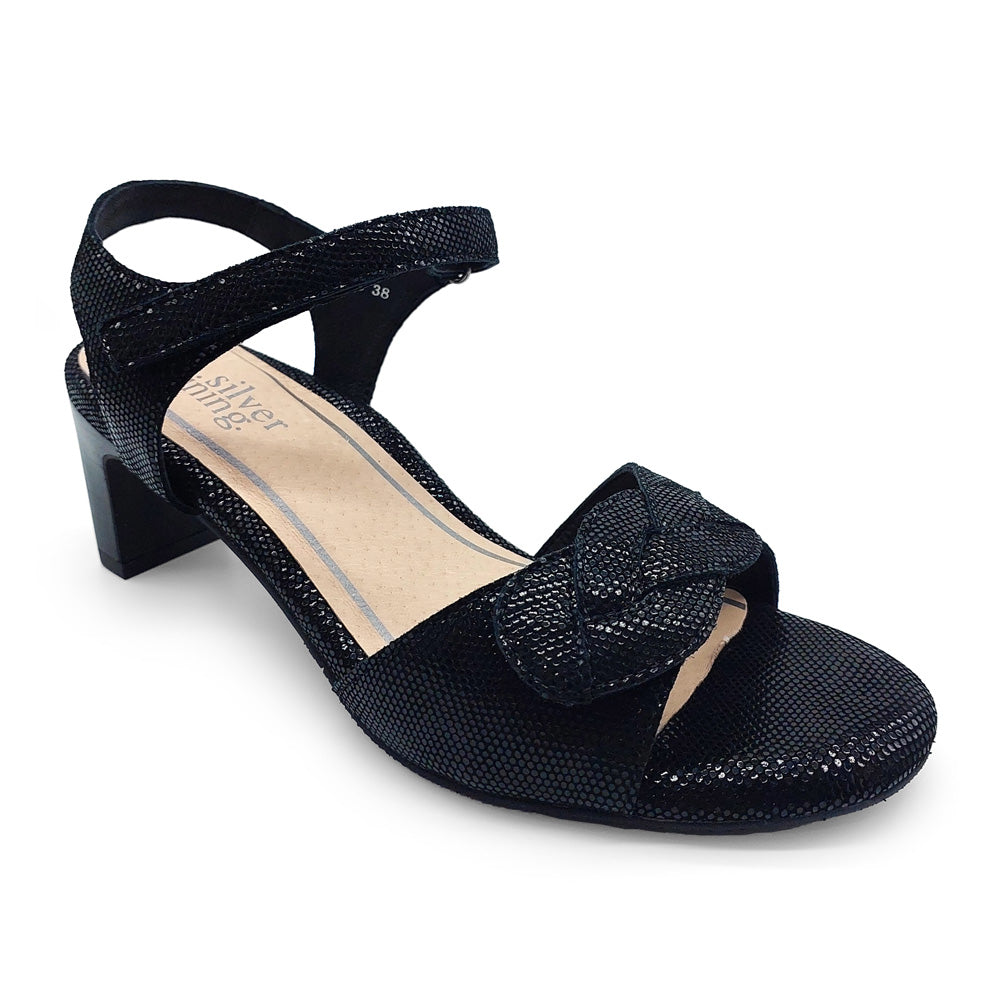 Silver Lining Women's Josette Black Sparkle  Natural Fit Footwear