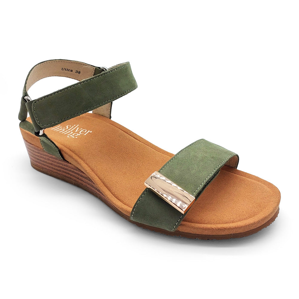 Silver Lining Women's Utica Khaki Nubuck  Natural Fit Footwear