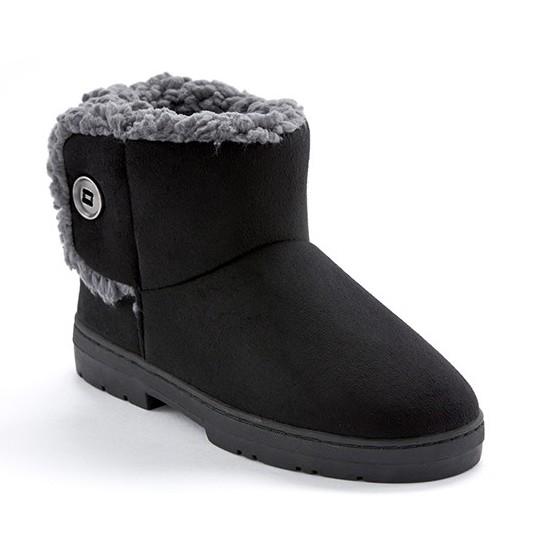Scholl Orthaheel Women's Fluffy Slipper Black  Natural Fit Footwear