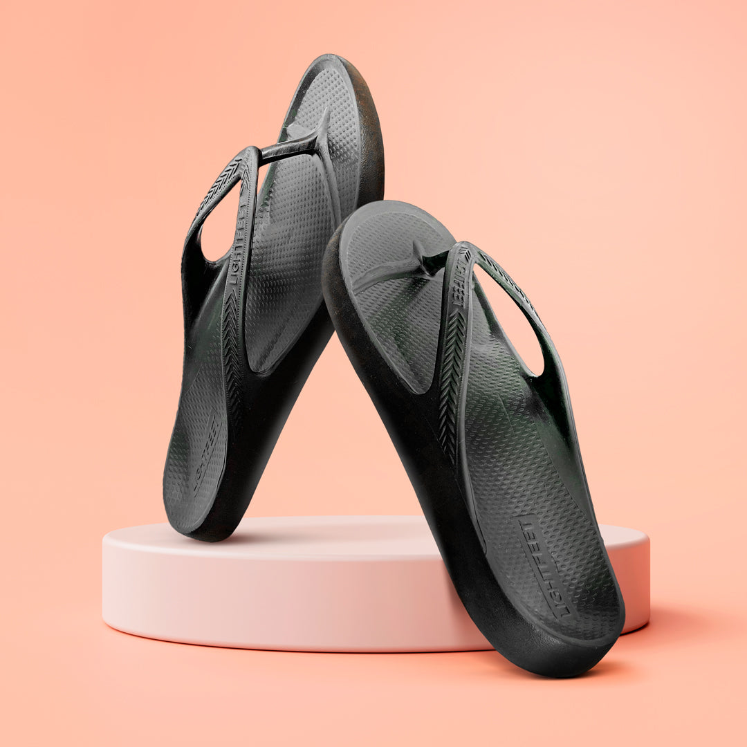 Lightfeet Revive Arch Support Thong Black  Natural Fit Footwear