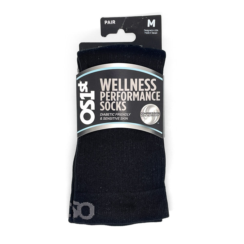 OS1st WP4 Wellness Performance Crew Sock Black  Natural Fit Footwear