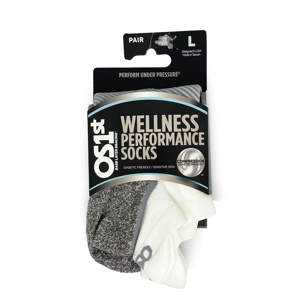 OS1st WP4 Wellness Sock No Show White  Natural Fit Footwear