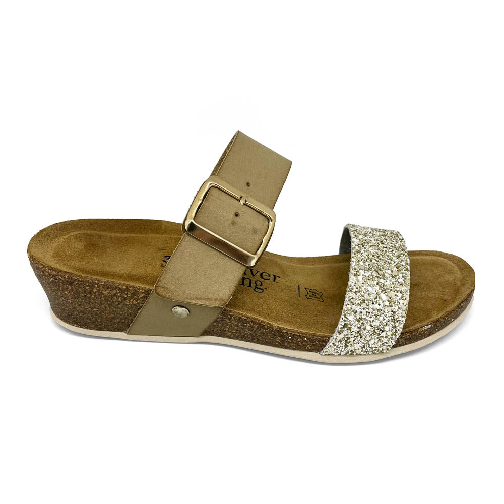 Silver Lining Women's Aranjuez Glitter White Gold  Natural Fit Footwear