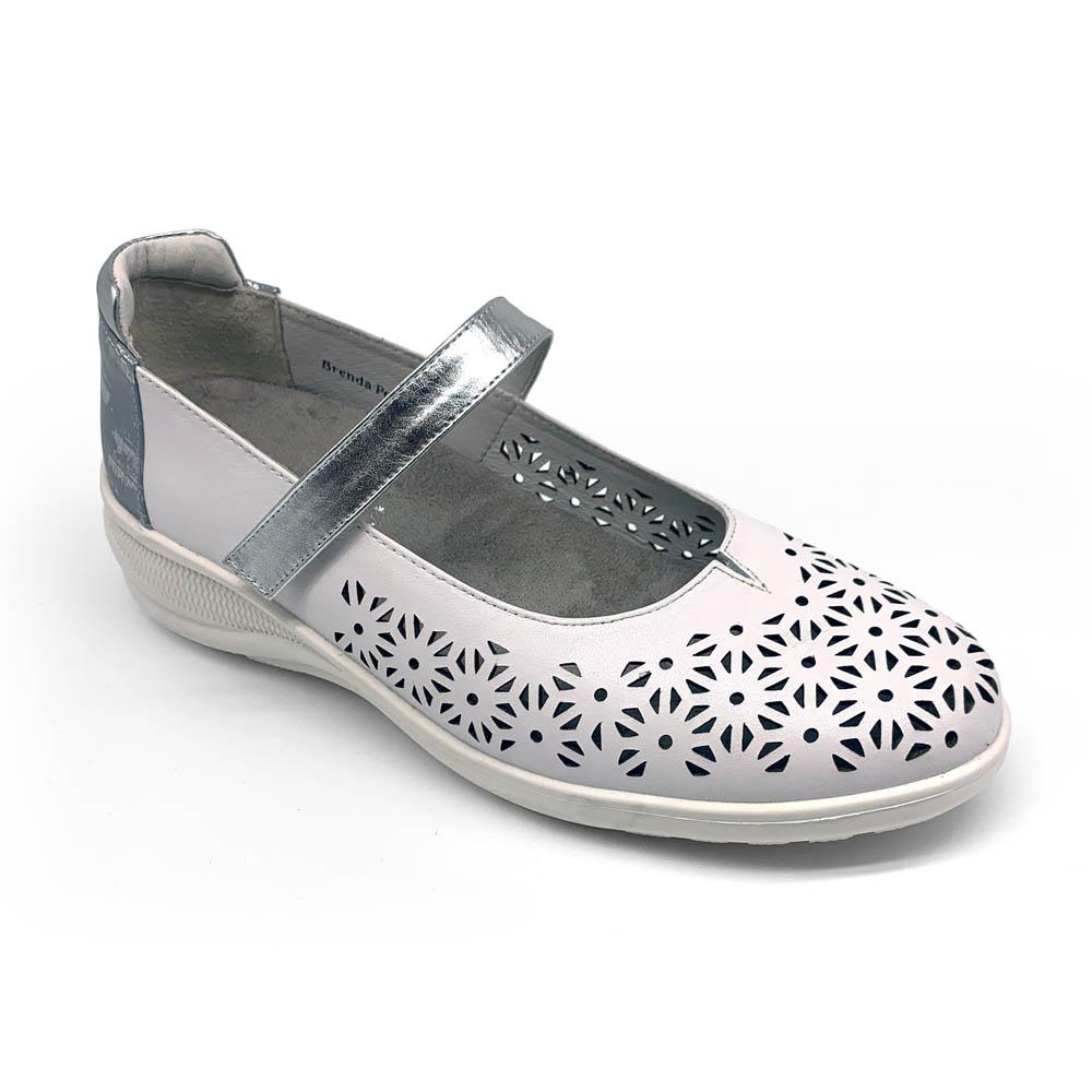Klouds Women's Brenda Perf White/Silver  Natural Fit Footwear
