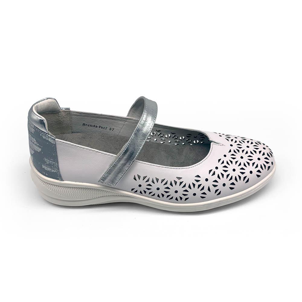 Klouds Women's Brenda Perf White/Silver  Natural Fit Footwear