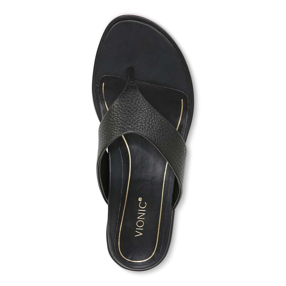Agave Toe Post Sandal - Black Leather