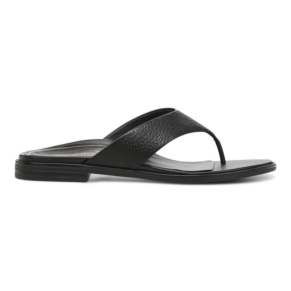 Agave Toe Post Sandal - Black Leather