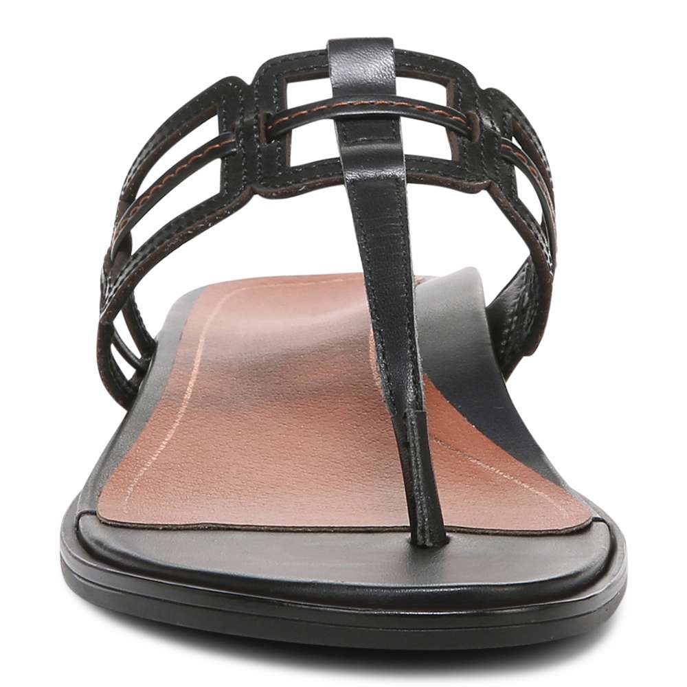 Alvana Toe Post Sandal - Black Leather