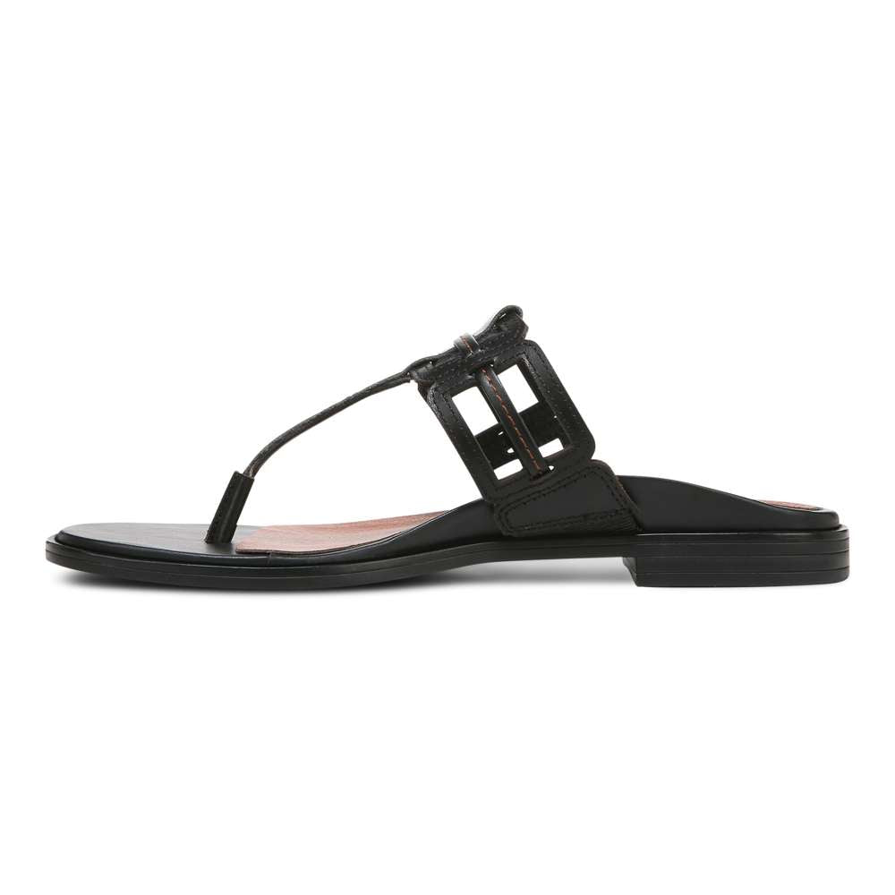 Alvana Toe Post Sandal - Black Leather